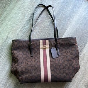 Brown & Pink Coach small Tote purse
